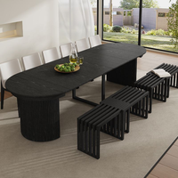 Table à manger extensible moderne de style nordique, avec structure en contreplaqué massif, couleur noire, transformable, disponible en différentes tailles, pour salle à manger