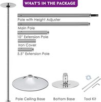 Pôle de danse professionnel en acier 45 mm, pôle de strip-tease portable, kit de danse sur pôle amovible, hauteur réglable, tube tournant pour exercices