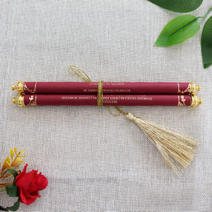 Invito Matrimoniale Personalizzato con Foglia d'Oro e Nastro con Nappina in Confezione di Qualità per Eventi Nuziali - Product Image 5