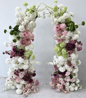 Arche florale en corne rose, verte et blanche PPS en promotion pour décor de scène de mariage et événements, arche florale artificielle en forme de corne
