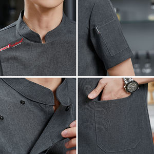 Uniformes de restauration professionnels à manches courtes, vêtements de chef cuisinier multifonctionnels pour la maison, vêtements de boulangerie avec poche, <span class=keywords><strong>veste</strong></span> de travail, uniforme de cuisine - Product Image 6