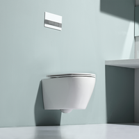 Toilette flottante de forme ronde Europe sans rebord Toilette murale Wc Suspendu Complet Toilette suspendue au mur sans rebord