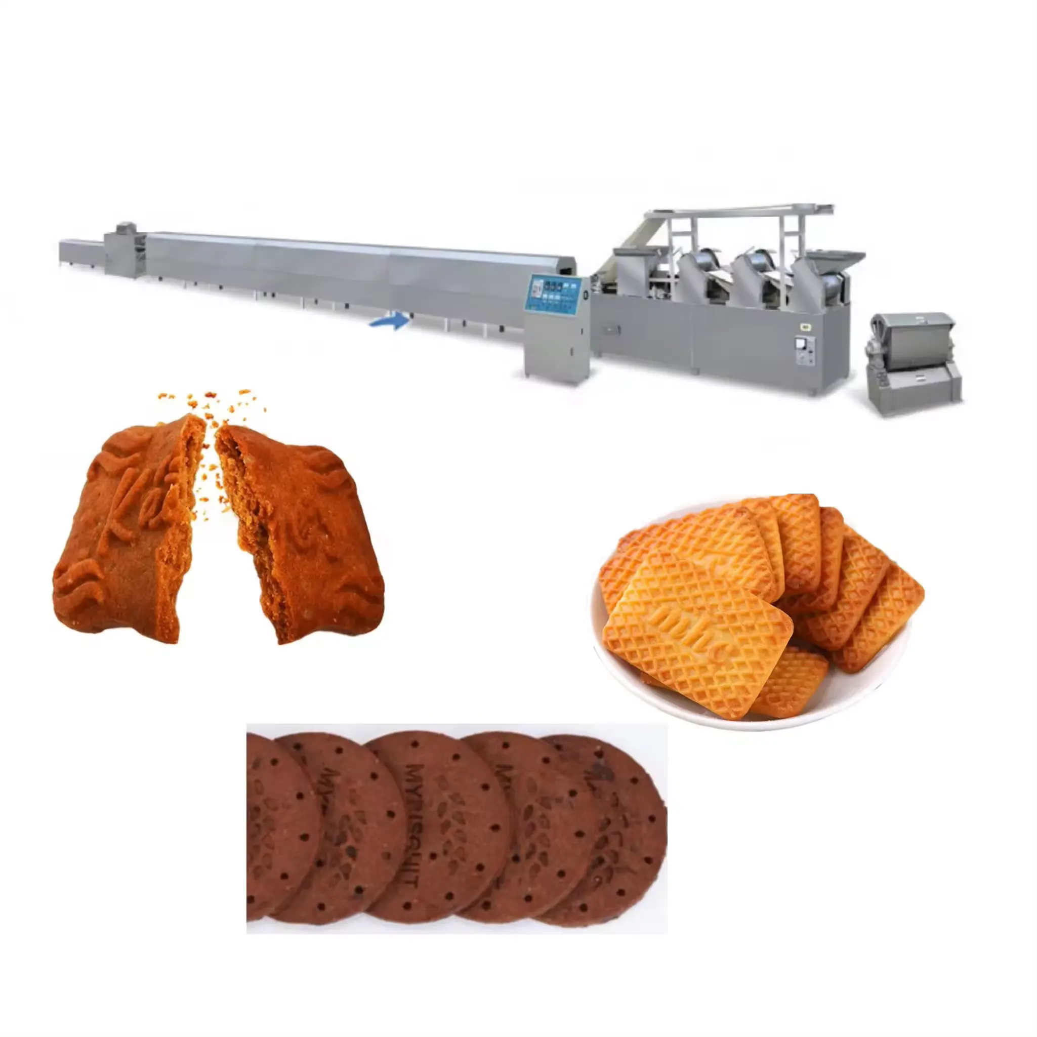 Complete Fully Automatic Hard And Soft Cookie Making Plant Round Egg Biscuit Production Line