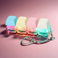LED Light Mechanical Keycap Keychain Fidget Clicker Keyboard Keyring Stress Relief Decompression Toys Macaroon Various Color