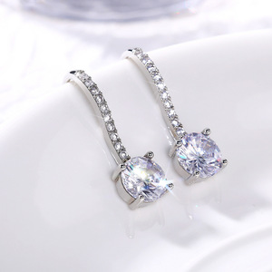 Orecchini pendenti a gancio con pavé di pietre scintillanti per donna, eleganti gioielli da orecchio - Product Image 3