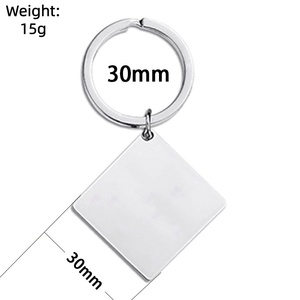 Porte-clés vierges vintage en gros, en acier inoxydable poli miroir, forme carrée, personnalisables avec logo gravé au laser - Product Image 3