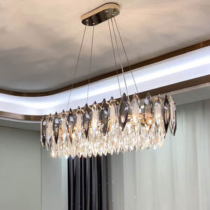 European Living Room Hanging <b>Lights</b> Modern smoke grey <b>Crystal</b> Round <b>Crystal</b> Luxury <b>Chandelier</b> - Product Image 4