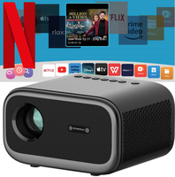 Proyector 4K con Licencia de Netflix y 386 Aplicaciones, Enfoque Automático con IA, WiFi y BT, Corrección Trapezoidal Automática, Videoproyector de Cine con Zoom del 50%