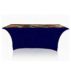 custom dye sublimation printed 6ft stretched fabric table cloth trade show event fitted table cover