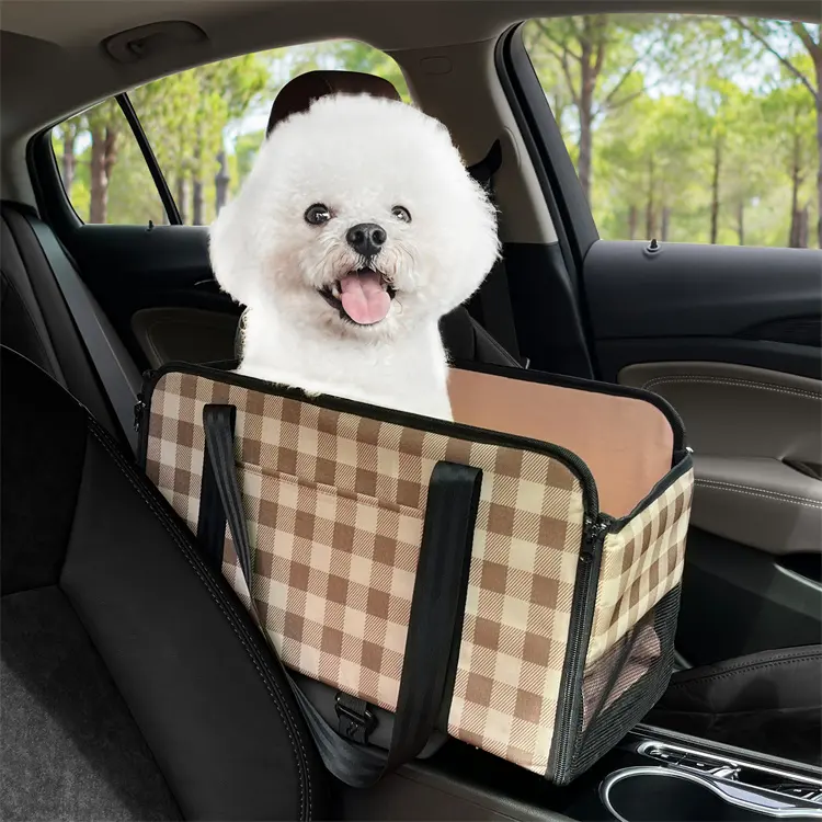 GeerDuo Pet seyahat interaktif ayrılabilir yıkanabilir köpek araba konsolu kolçak Saftey Tethers ile yükseltici koltuk taşıyıcı
