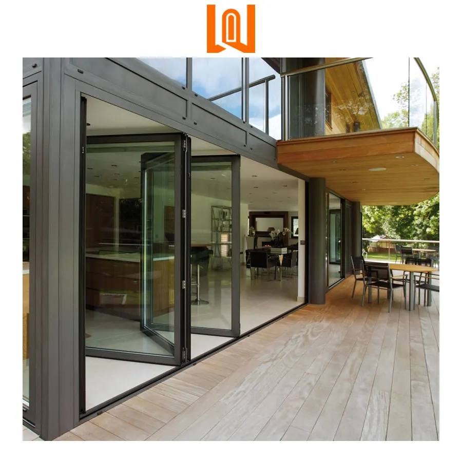 WANJIA Latest Design Australian Standard Exterior Patio Folding Glass Doors Accordion Ddoors