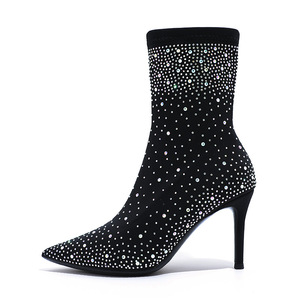 Botines de tacón alto con estrellas para mujer, estilo europeo americano, color sólido, punta fina, tacón delgado, de PU, Otoño-Invierno 2025 - Product Image 5