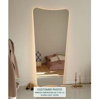 Miroir de salle de bain pleine longueur style rétro avec rétroéclairage changeant de couleur, interrupteur tactile, résistant à l'eau, à fixer au mur