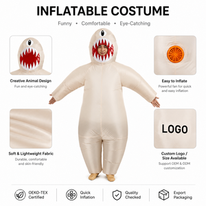 Costume gonflable BAIGE de monstre cyclope à un œil, dents pointues, couleur beige, pour fête d'Halloween effrayante - Product Image 3