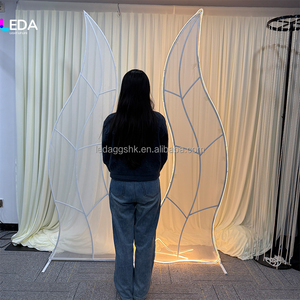 LEDA <b>Wedding</b> India S Shape Backdrop <b>Frame</b> Interior LED Light Metal Mesh Yarn Backdrop Stand for <b>Wedding</b> Stage - Product Image 3