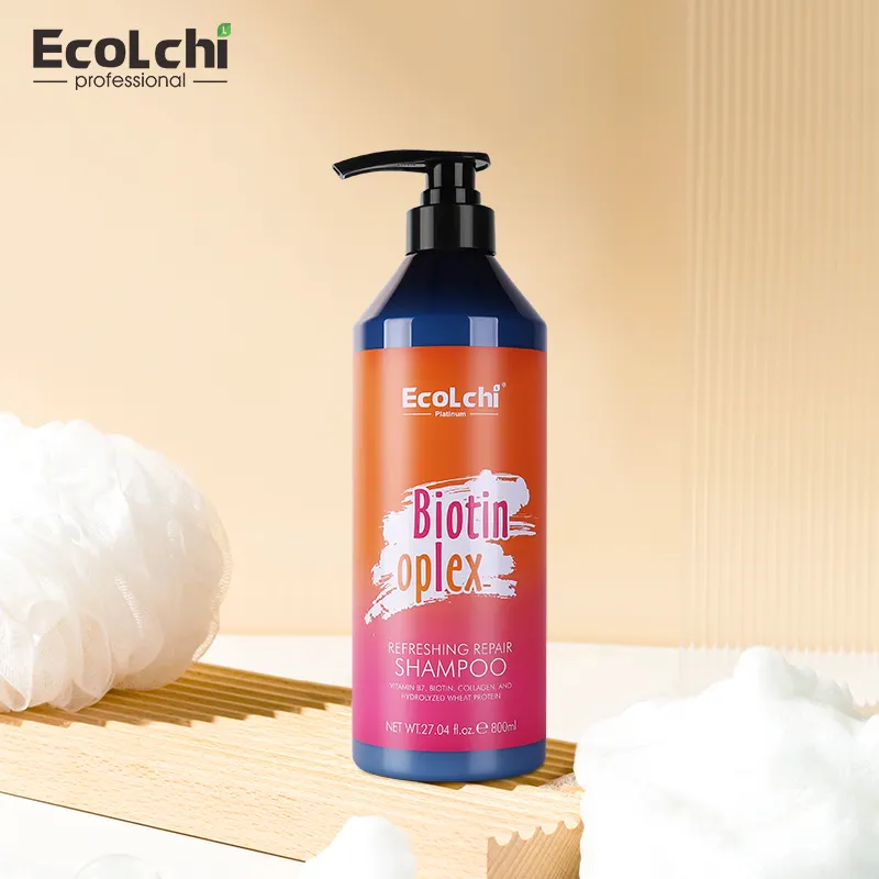 Ecolchi 800ml biotina olio di Argan Shampoo organico infuso di cheratina donna Shampoo per l'umidità capelli lunghi Anti crespo rendere i capelli lucidi