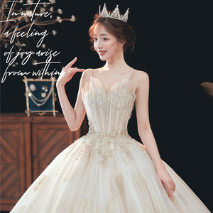 French Wedding Dress Ball Gown Chiffon With Beading Halter Neckline Empire Waist Floor Length Trailing Style Vintage Bride Dress - Product Image 3