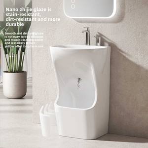 आधुनिक आयताकार एकीकृत सिरेमिक बेसिन पैडल सिंक होटल के लिए सिंगल-होल नल माउंट के साथ सिंगल-होल नल माउंट के साथ - Product Image 4