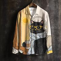 Herren Langarm-Freizeithemden mit Totenkopf-Gitarren-Print im Day-of-the-Dead-Stil, geknöpft, garmentgefärbt, atmungsaktiv