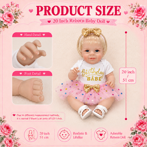 BAkwbwBY Poupée Reborn 20 Pouces Corps en Tissu Yeux Ouverts Bébé Nouveau-Né Fille Réaliste Poupée pour Filles Vente en Gros - Product Image 5
