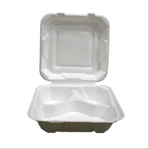 กล่องเบอร์เกอร์แบบฝาพับสองชั้น ขนาด 6x6 นิ้ว ทำจากชานอ้อยสีขาว ย่อยสลายได้ เป็นมิตรกับสิ่งแวดล้อม เหมาะสำหรับร้านอาหารฟาสต์ฟู้ด - Product Image 4