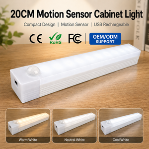 Lumière sous-armoire à détecteur de mouvement rechargeable, lumière LED sans fil pour placard, lampe de cuisine à intensité variable 3 couleurs, OEM ODM - Product Image 1