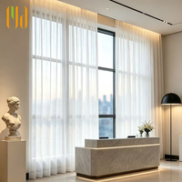 Rideau semi-transparent de luxe aspect lin, ignifuge, plissé sur mesure, pour fenêtre française, hall d'hôtel et rideaux de restaurant