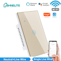 SHINELITE FIL NEUTRE WIFI Smart Home Switch Amérique Type 1 Gang Wall Switch Fonctionne avec Alexa Google Smart Life