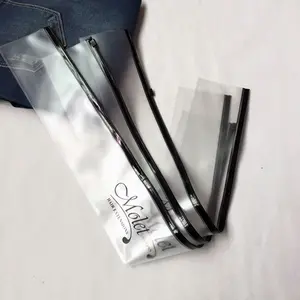 Bolsa de plástico transparente de tamaño largo con diseño propio, paquete de extensión de cabello personalizado, bolsa de PVC con cierre de cremallera