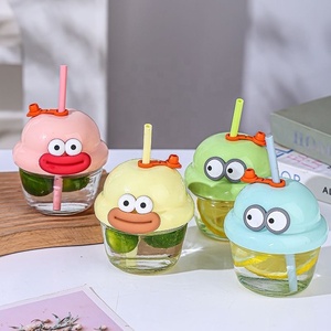 2025 nouveauté Mini mignon dessin animé bouteille d'eau en verre pour enfants été lait café tasse à boire directe avec paille de haute qualité - Product Image 5