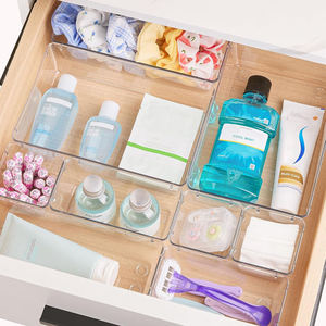 Modern Sustainable <strong>Bathroom</strong> and Vanity Clear PS <strong>Plastic</strong> Storage <strong>Bins</strong> Multipurpose Drawer Dividers Organizer for Kitchen - Product Image 4