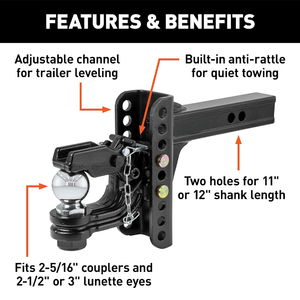 Tham vọng điều chỉnh Trailer Hitch cái trục Móc kết hợp 2inch Receiver công suất cao <span class=keywords><strong>tri</strong></span> bóng thả Hitch có thể điều chỉnh - Product Image 3