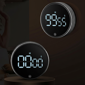 Minuteur numérique Dropshipme 60 min avec contrôle tactile LED, horloge de compte à rebours magnétique ronde pour cuisine avec alarme de rappel - Product Image 1