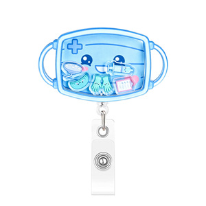 Ensemble de porte-badges médicaux en acrylique avec design cœur et stéthoscope pour infirmière et étudiant, porte-carte d'identité rétractable translucide - Product Image 3