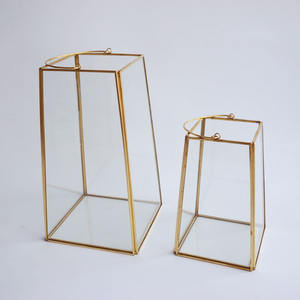 Lanterne trapézoïdale faite à la main Design Vintage maison suspendue <span class=keywords><strong>en</strong></span> métal verre bougeoir Portable maison à souder lanterne - Product Image 2