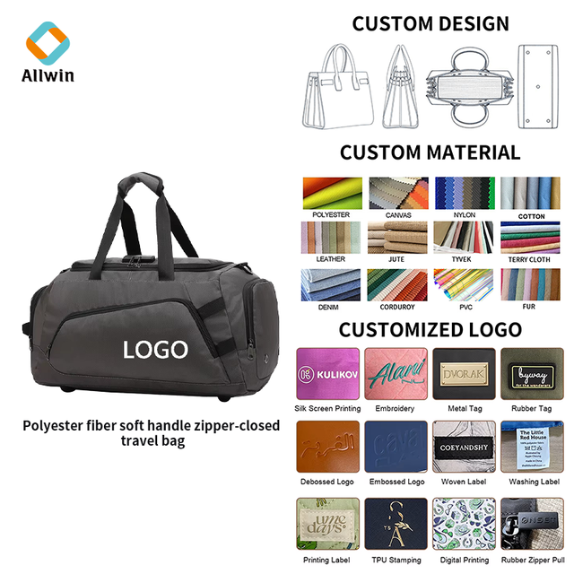 Large Capacity Rolling Duffel Bag With Wheels Durable Polyester Travel Bag Multi Pocket for Business Trip and Vacation