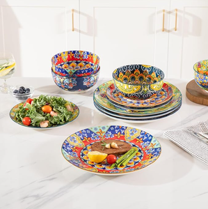 Bohemian Ceramic Dinnerware Set Stocked Durable Microwave Safe Leak-Proof Assorted Dishes Tableware <b>Baking</b> <b>Tray</b> Party - Product Image 2