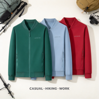 Blouson Bomber Unisexe à Col Baseball Personnalisable Coupe-Vent Imperméable Respirant pour Randonnée Travail Décontracté Veste Zippée Vente en Gros