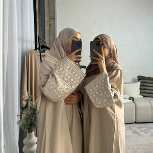 LM084 ricamo margherita Texture aperta Abaya modesto - Product Image 5