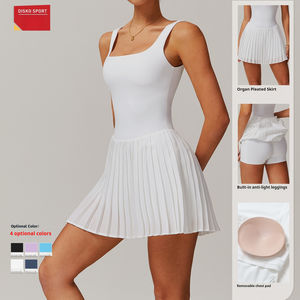 Falda de tenis de dos piezas para mujer con bolsillo interior Vestido deportivo plisado Falda Pickleball - Product Image 3