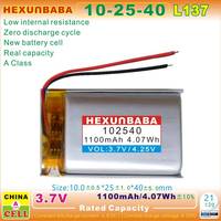 Baterai Lithium Ion Polimer 3.7V 1100mAh 102540 2 Kabel untuk Jam Tangan Pintar TWS Speaker MP3 GPS HEADPHONE EARPHONE L137