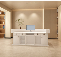 Réceptionniste brillant blanc de station thermale de réception d'hôpital concis de conception avec le compteur mené de salon de beauté