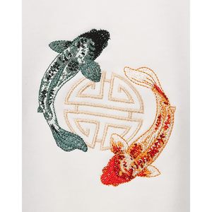 Sweat-shirt à col rond pour homme Niepce Inc, broderie de poisson koi, pull graphique fait main, tissu tricoté, style streetwear - Product Image 5