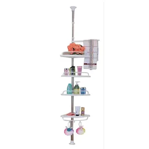 Organisateur d'étagères à 4 niveaux pour salle de bain, <span class=keywords><strong>baignoire</strong></span>, douche d'angle télescopique, panier de rangement rotatif, étagère de rangement triangulaire en forme d'éventail - Product Image 4