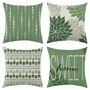 Green Leaf Pattern Throw <b>Pillowcase</b> <b>Square</b> Washable Modern Living Room Cushion Cover 45x45cm - Product Image 1