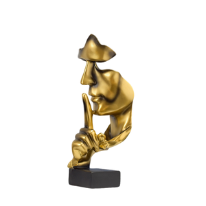 Statuetta Decorativa Moderna Artigianale 'Il Silenzio è d'Oro' Angelo Astratto in Resina Dipinta a Mano Personalizzata per Scrivania, Ufficio e Libreria - Product Image 5