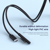 Pour Microsof Surface Pro 4 6 5 3 Go chargeur alimentation Type C DC PD câble de charge rapide 15V 3A pour Surface Pro 3/4/5/6/GO