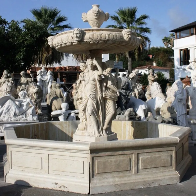 Large modern Outdoor white stone marble garden Water Lady Fountain for sale