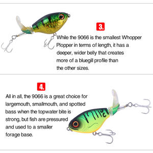 Leurre de pêche flottant à surface d'eau, crankbait sans lèvres, crankbait de surface Whopper Plopper pour la pêche au black-bass, au brochet et au poisson-chat - Product Image 5