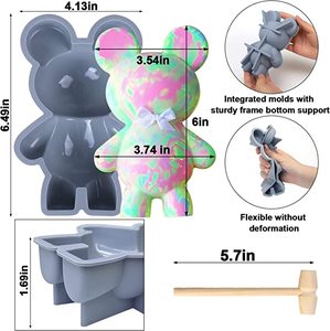 Moldes grandes de silicona <span class=keywords><strong>para</strong></span> Mousse de <span class=keywords><strong>Chocolate</strong></span>, oso de peluche, <span class=keywords><strong>molde</strong></span> de <span class=keywords><strong>Chocolate</strong></span> con martillo de madera, 3d - Product Image 5